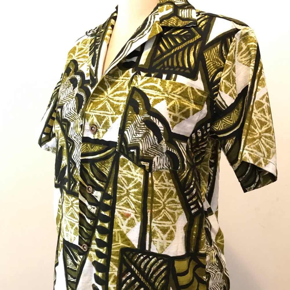 Vintage green, black & white Hawaiian shirt